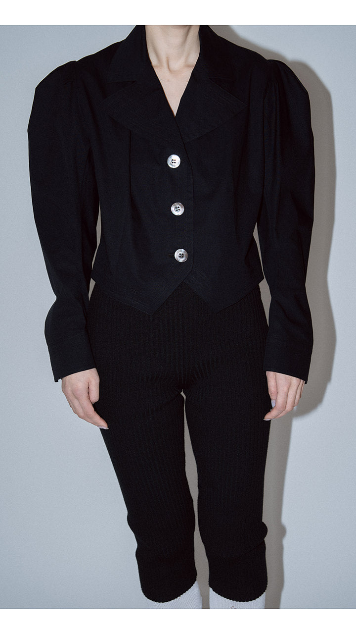 cotton poplin puff blouse