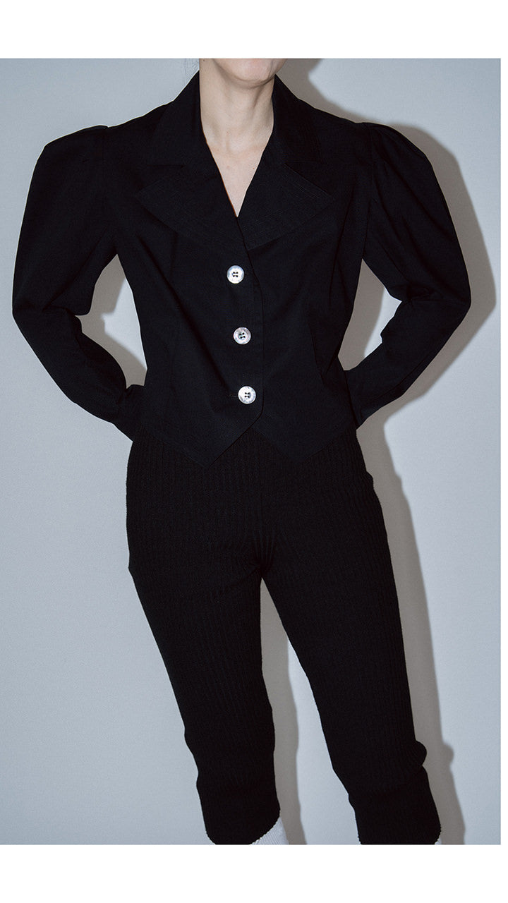 cotton poplin puff blouse