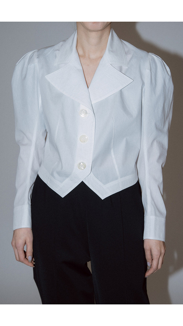 cotton poplin puff blouse