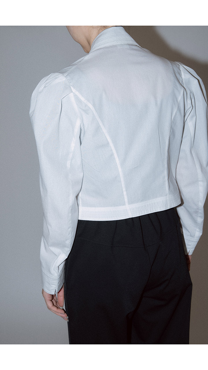 cotton poplin puff blouse