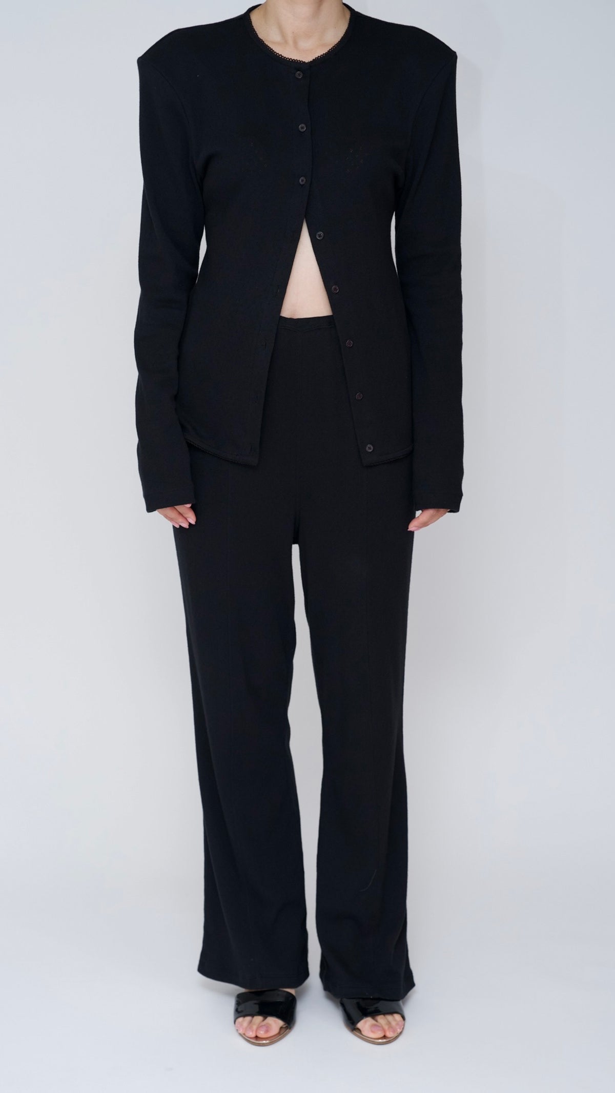 eyelet mesh flare pants