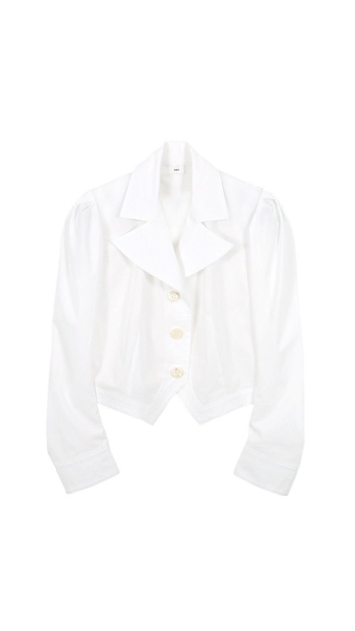 cotton poplin puff blouse
