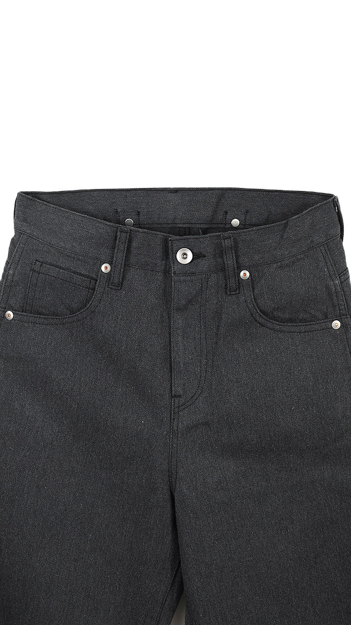 denim baggy roll pants