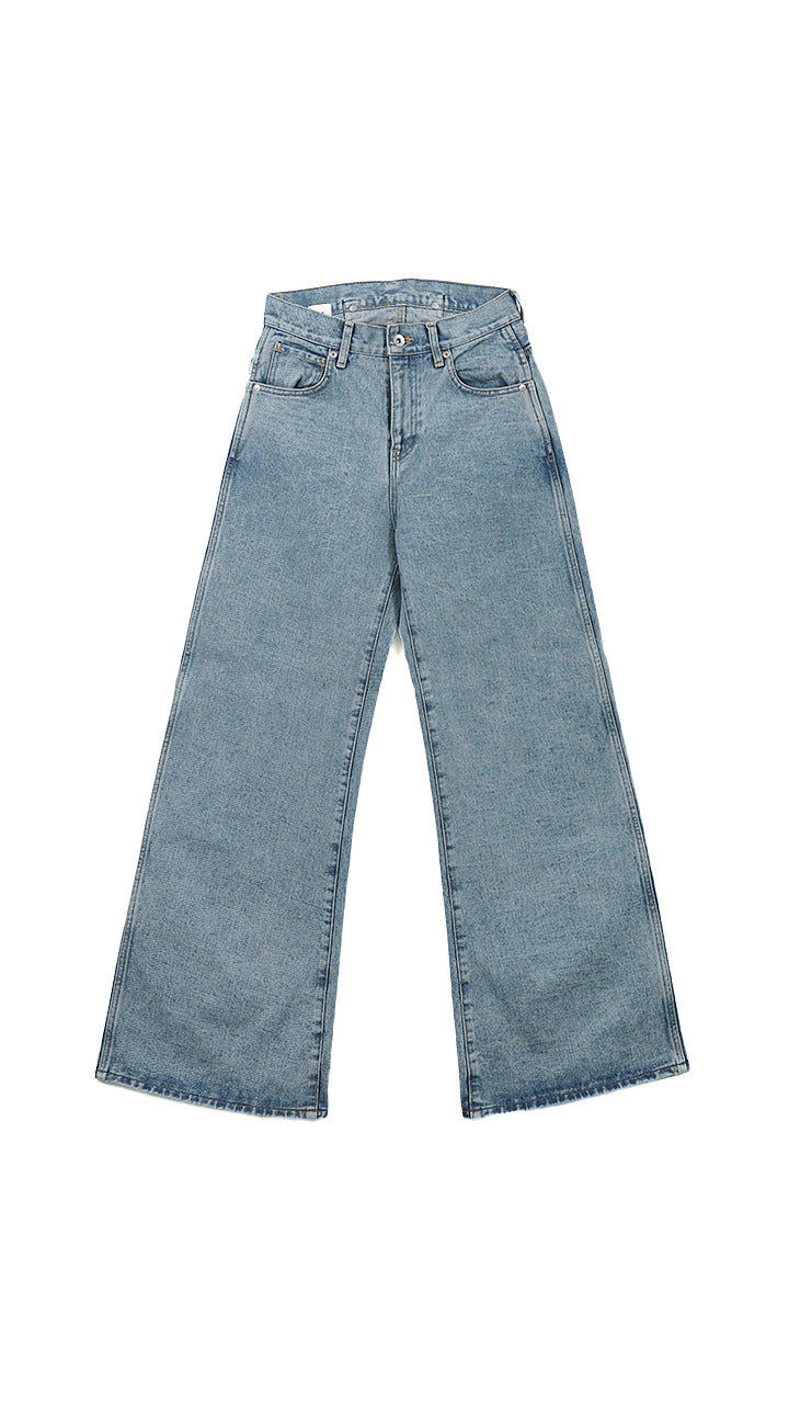 denim baggy roll pants