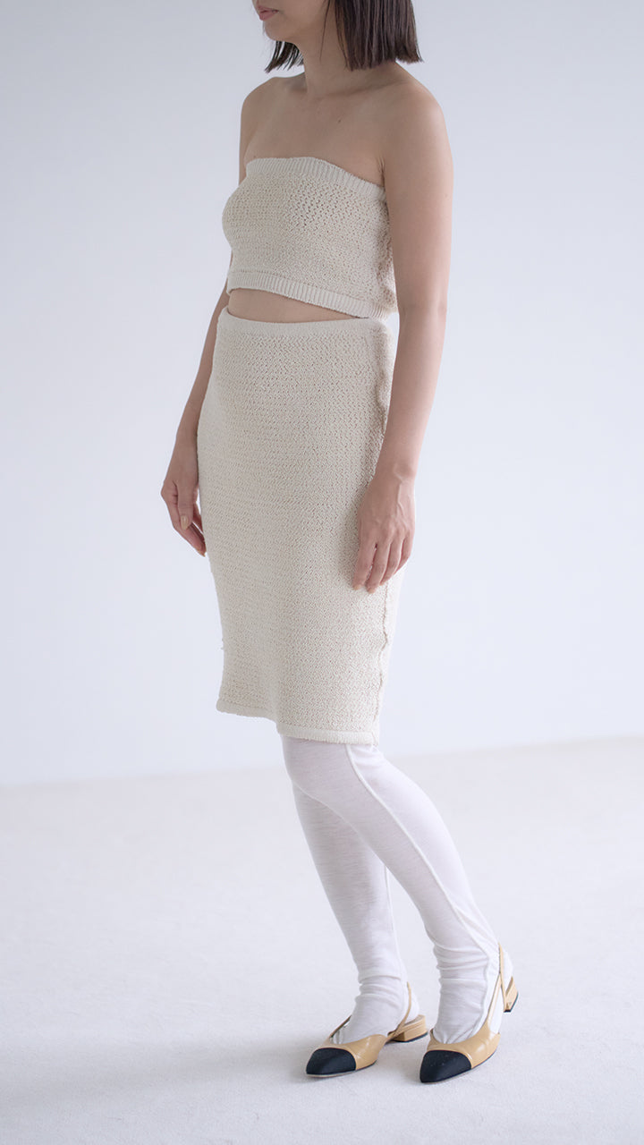 silk pearl knit midlle skirt