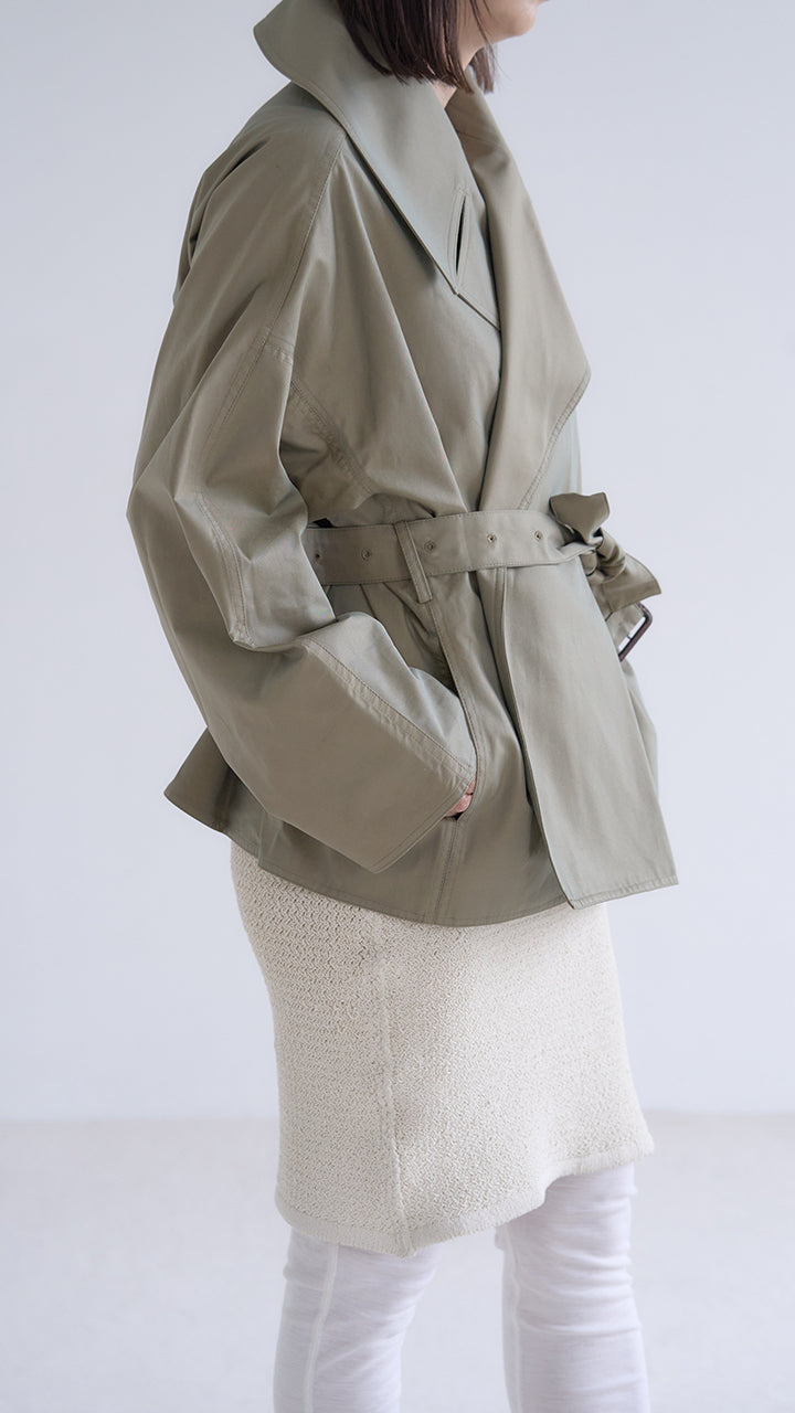 gabardine short trench