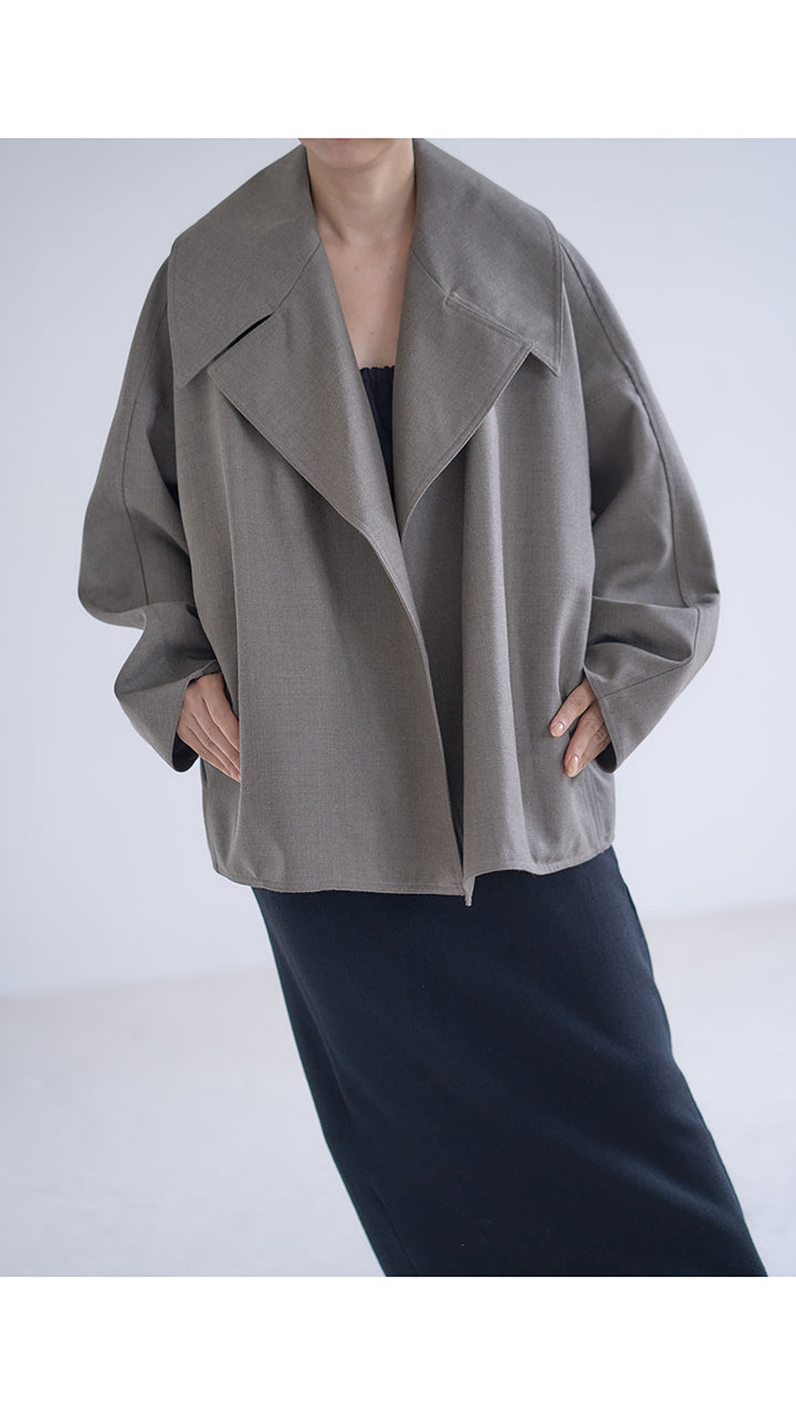 wool twill short trench
