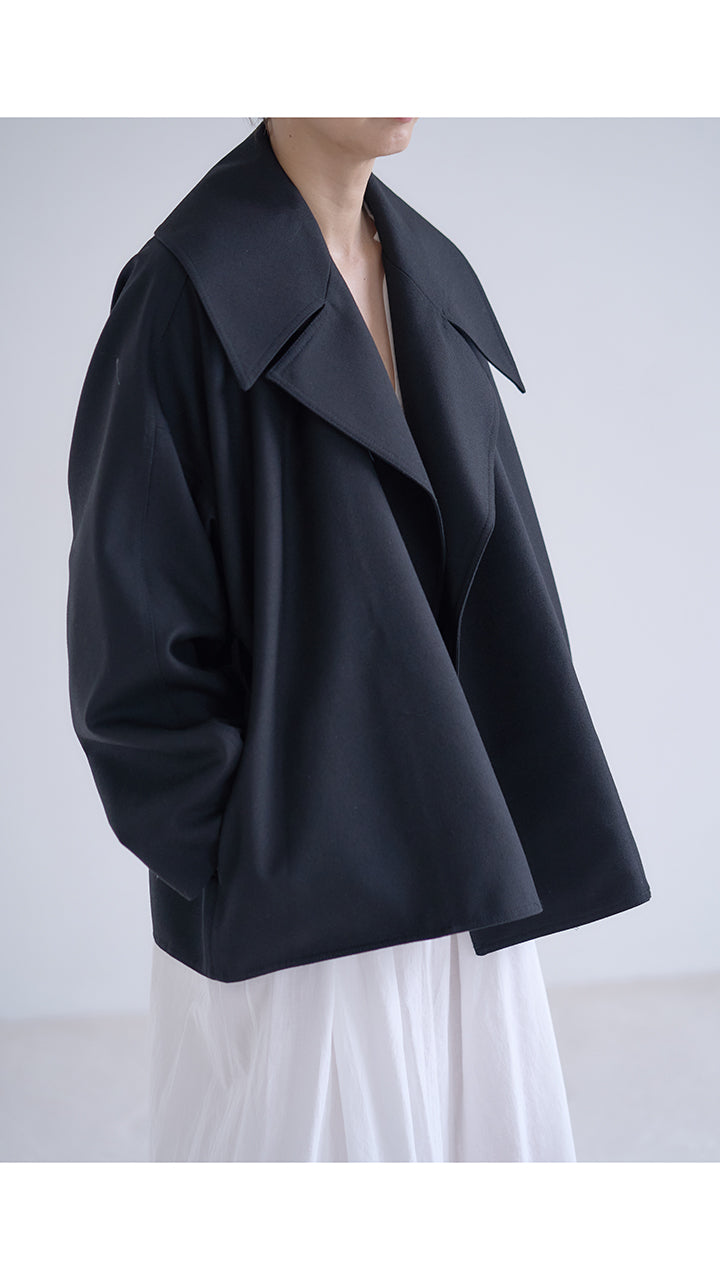 wool twill short trench