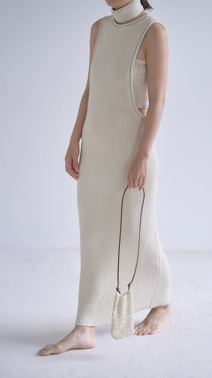 silk rib knit free one-piece