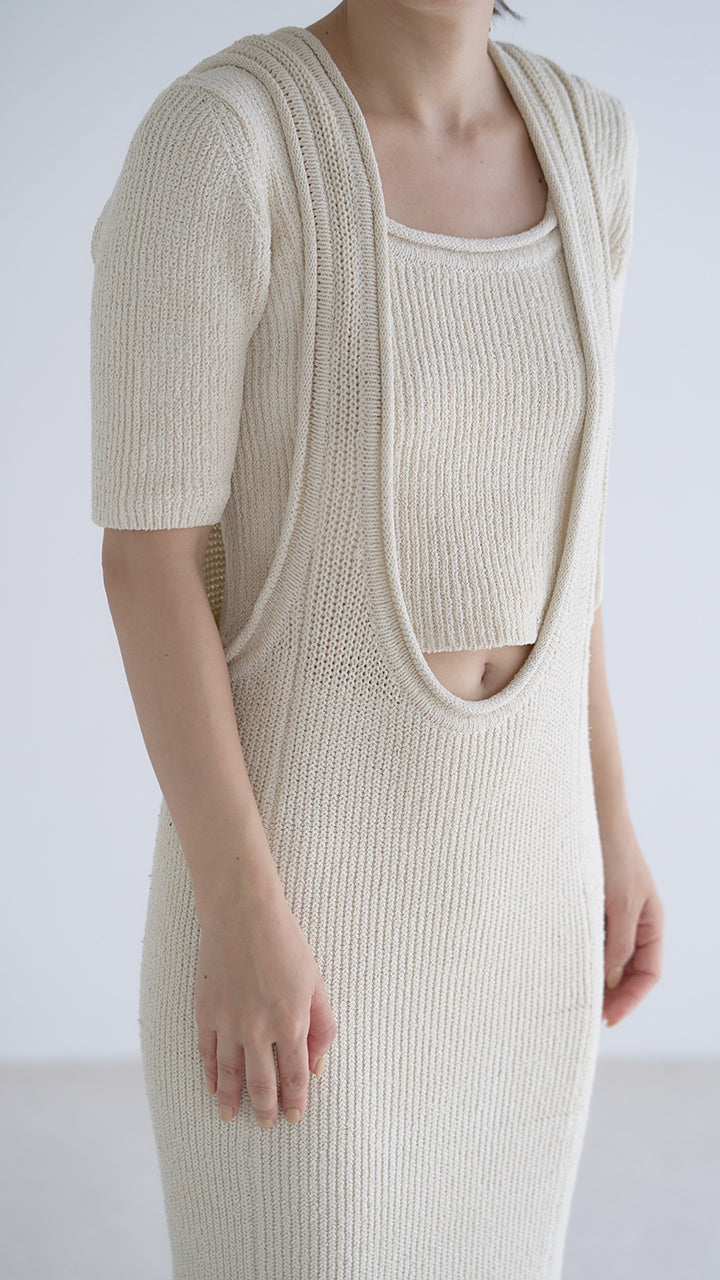 silk rib knit free one-piece