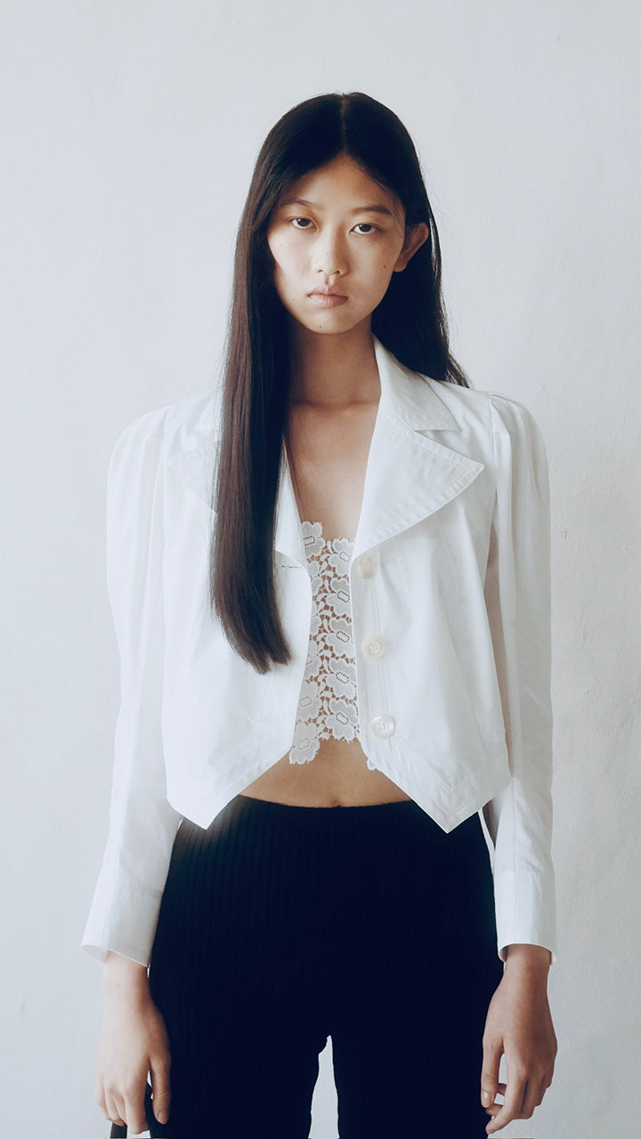 cotton poplin puff blouse