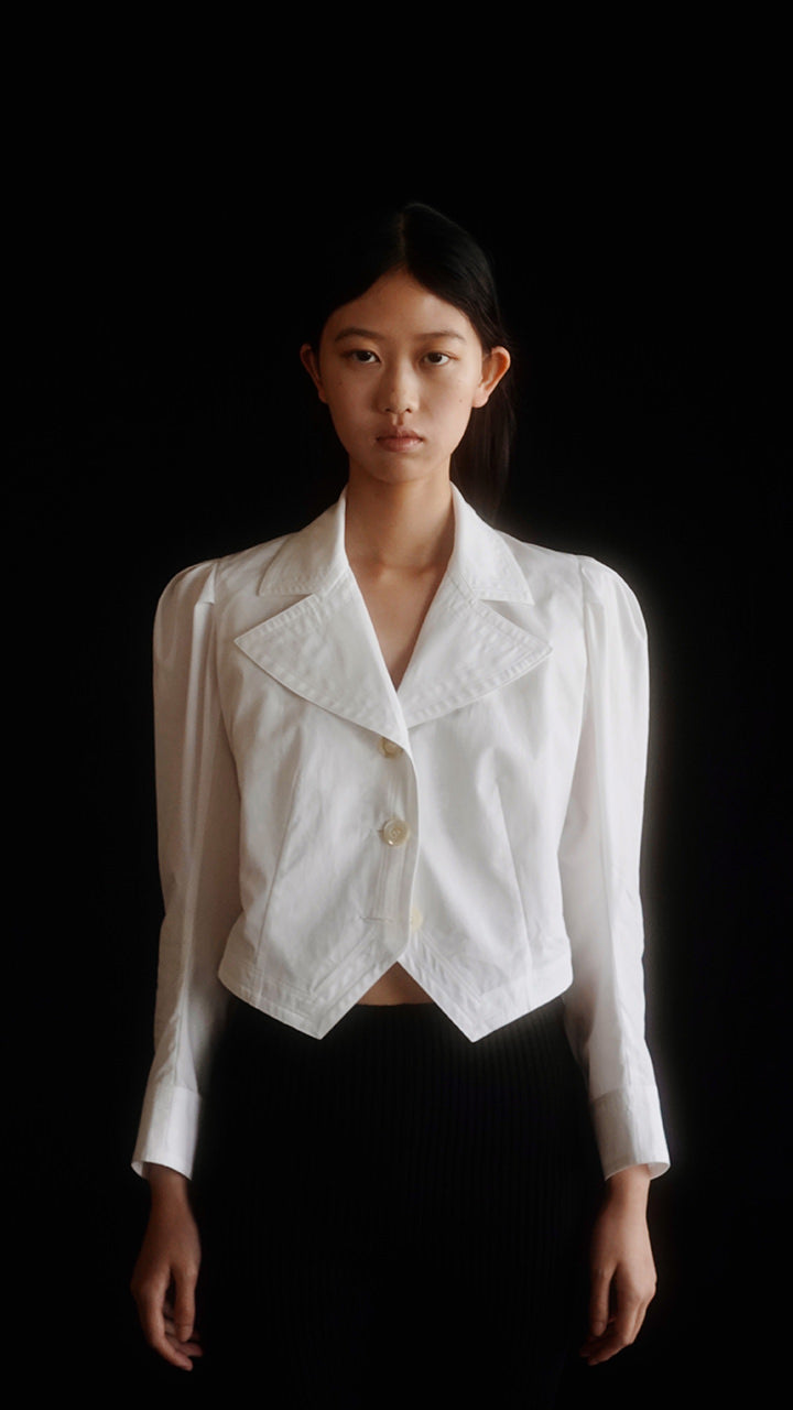 cotton poplin puff blouse