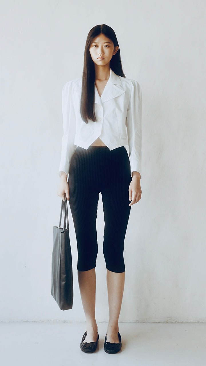 cotton poplin puff blouse