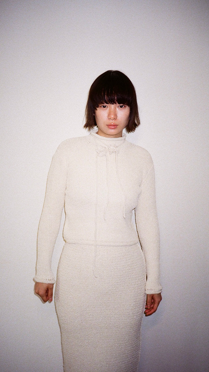 silk rib knit roll neck ls