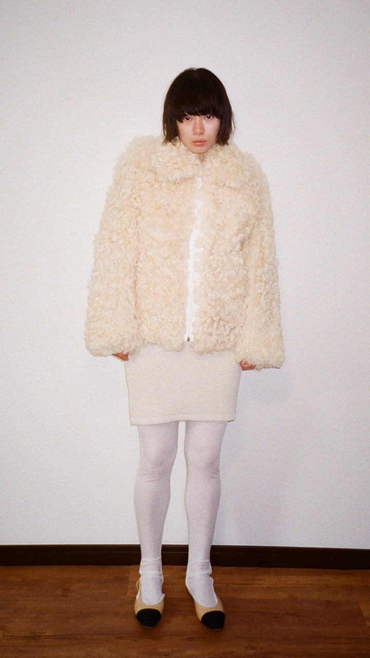 silk pearl knit mini skirt