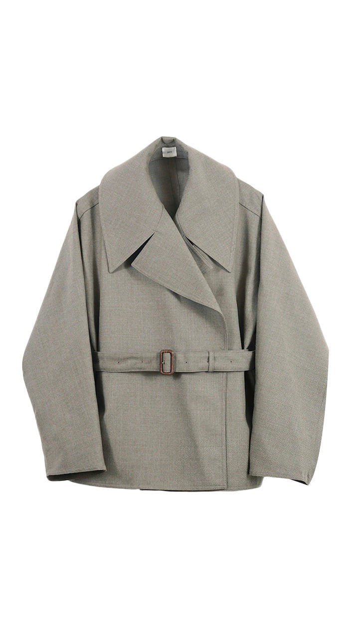 wool twill short trench