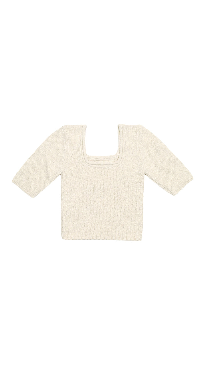 silk rib knit square neck ss