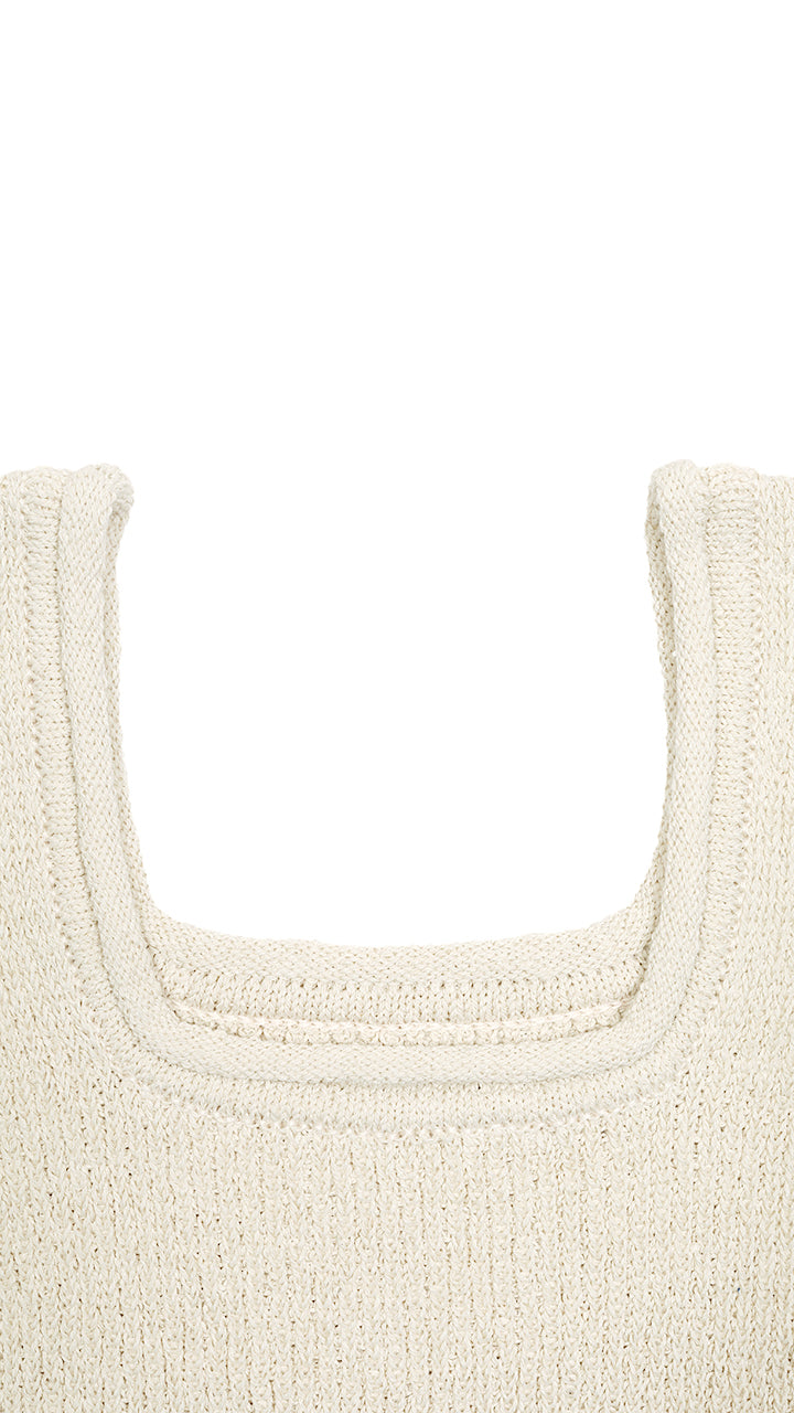 silk rib knit square neck ss