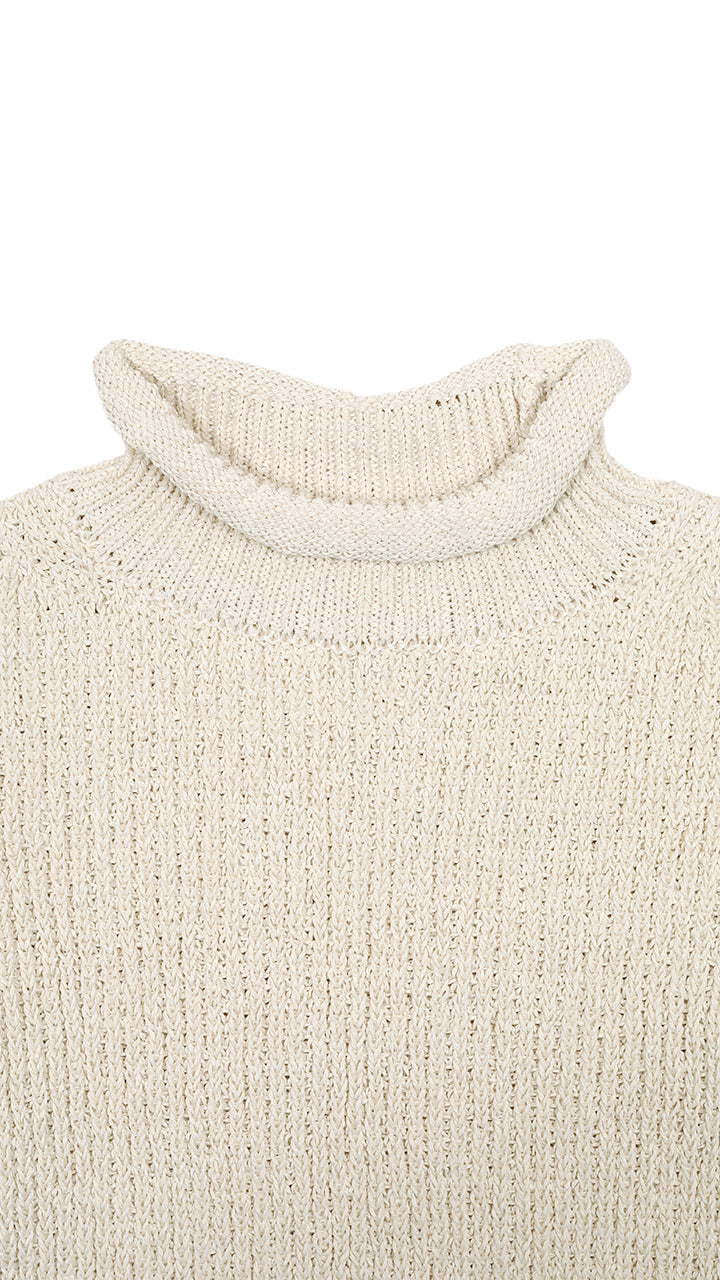 silk rib knit roll neck ls
