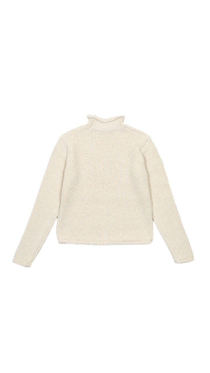 silk rib knit roll neck ls