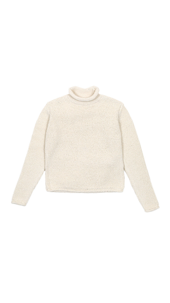 silk rib knit roll neck ls