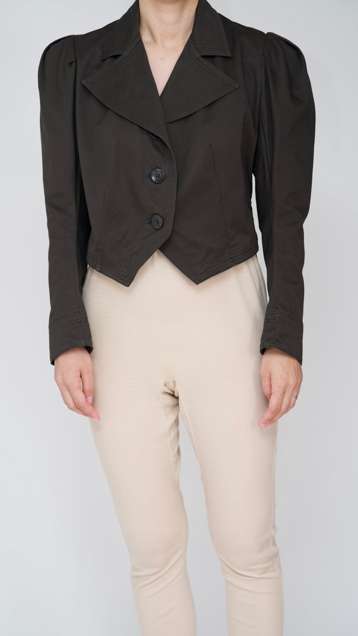 organic cotton twill puff blouse