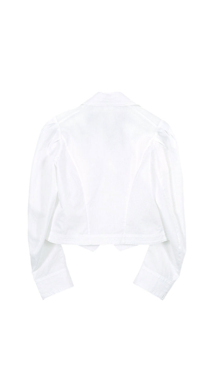 cotton poplin puff blouse