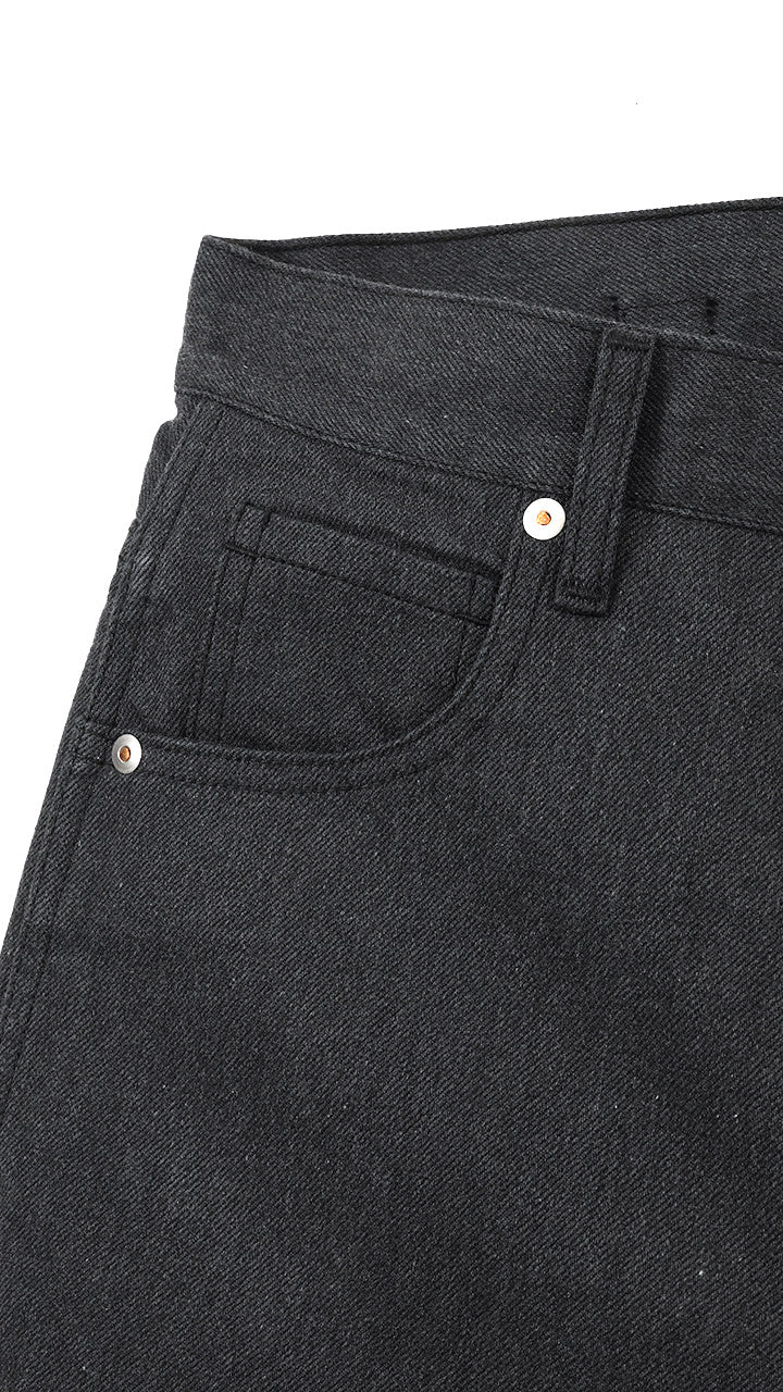 denim baggy roll pants