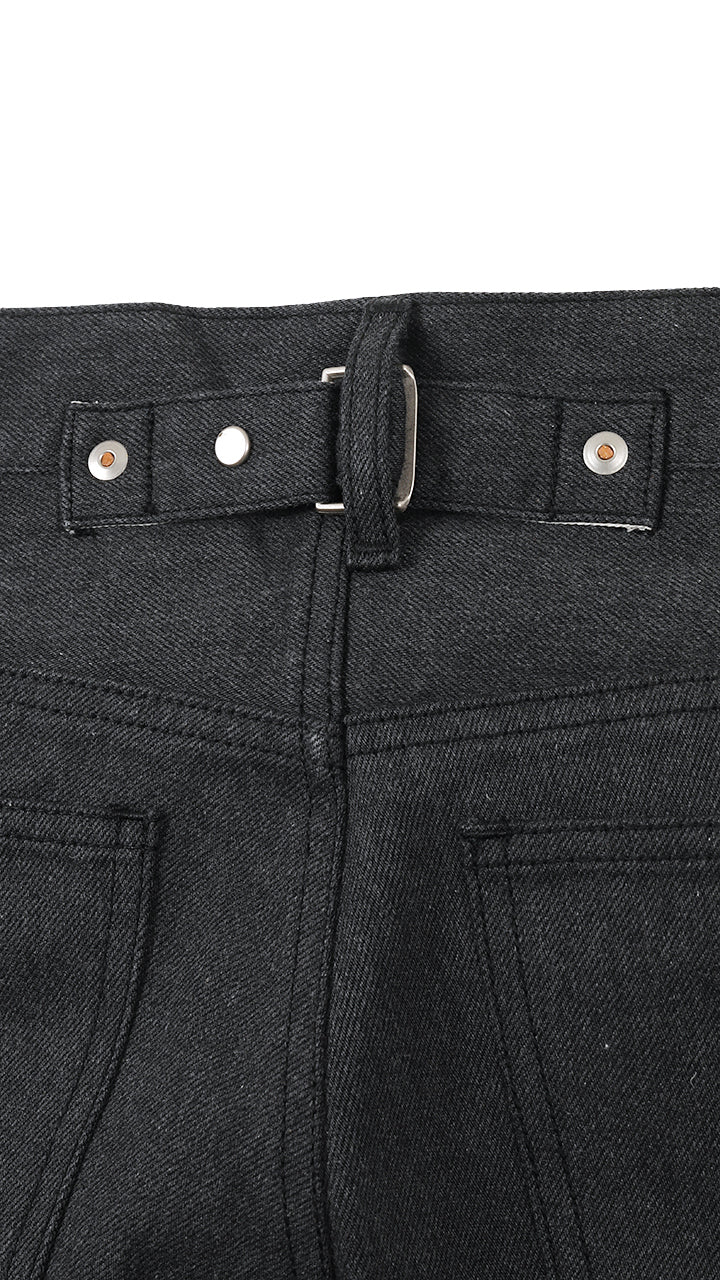 denim baggy roll pants