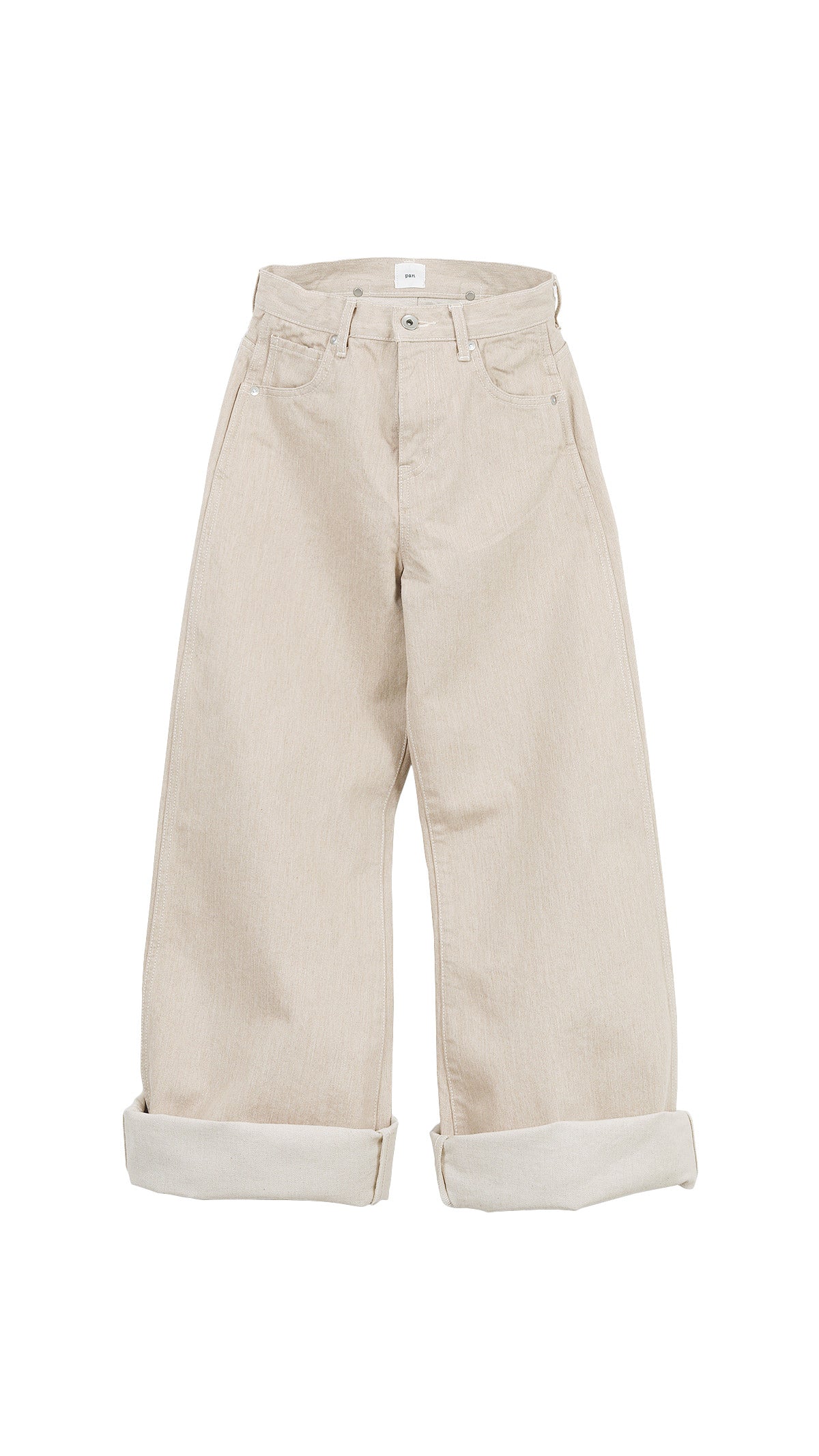 denim baggy roll pants