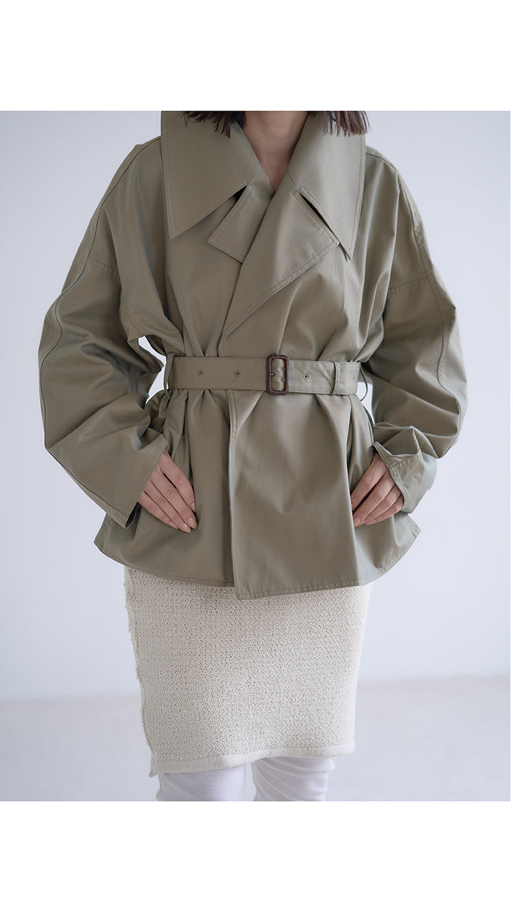 gabardine short trench