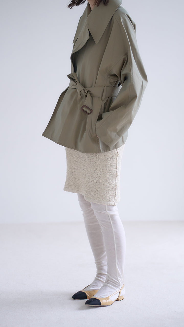 gabardine short trench