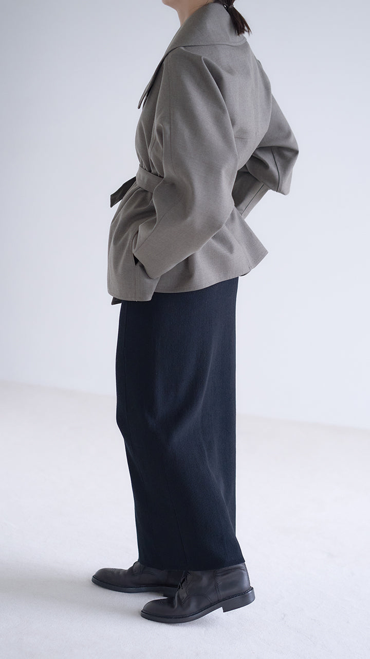 wool twill short trench