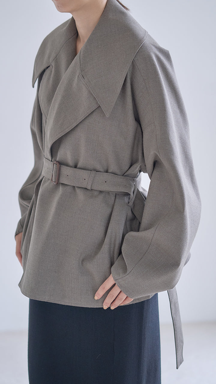 wool twill short trench