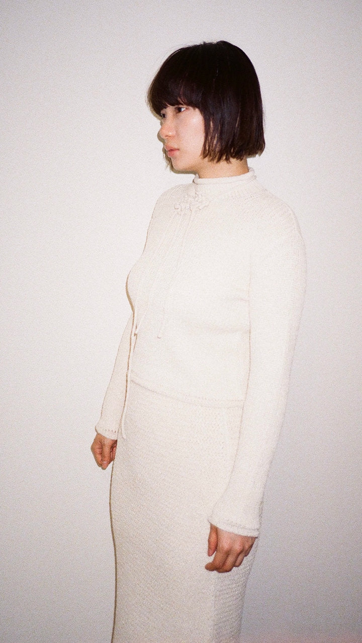 silk rib knit roll neck ls