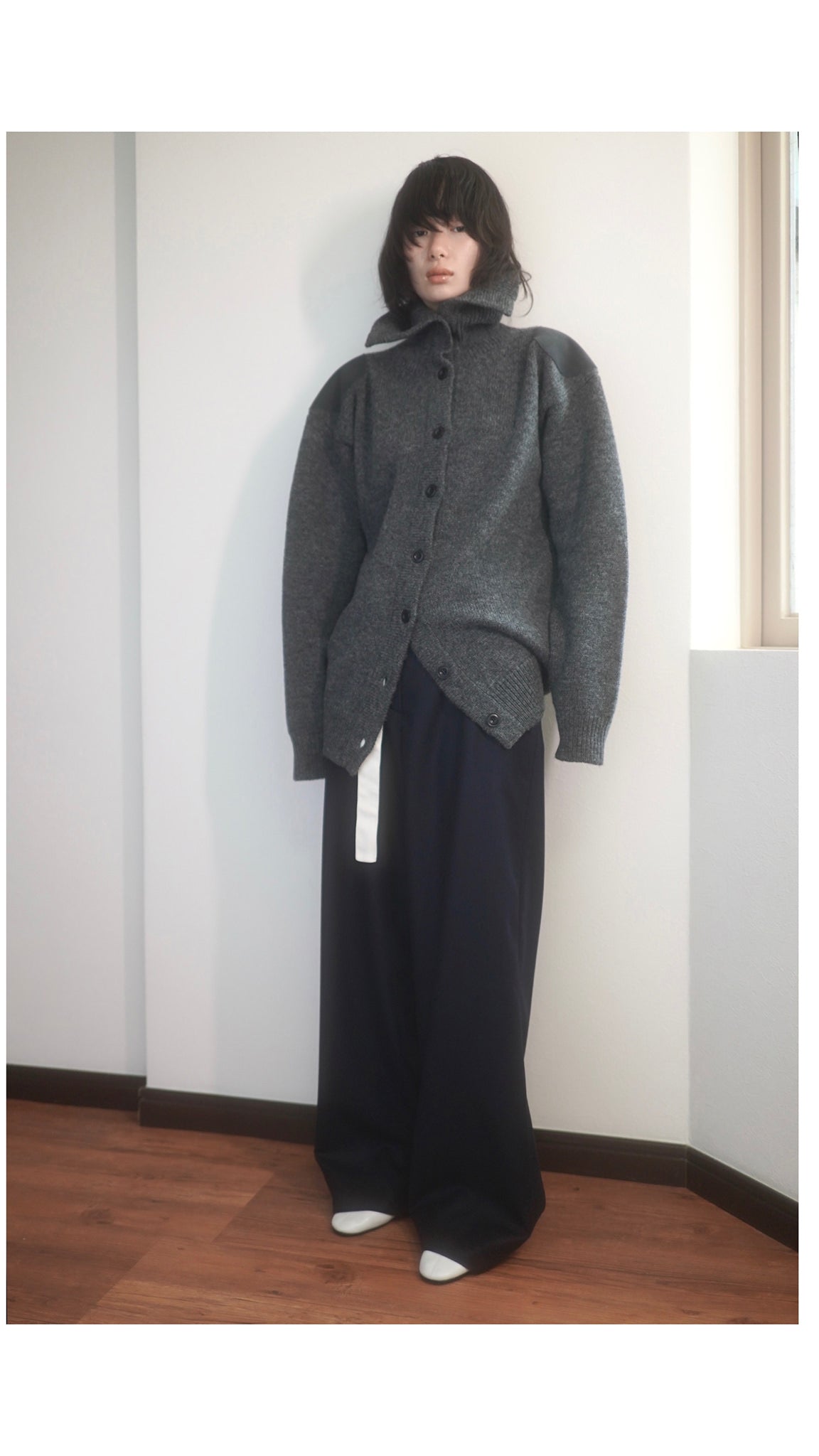 merino wool high neck cardigan