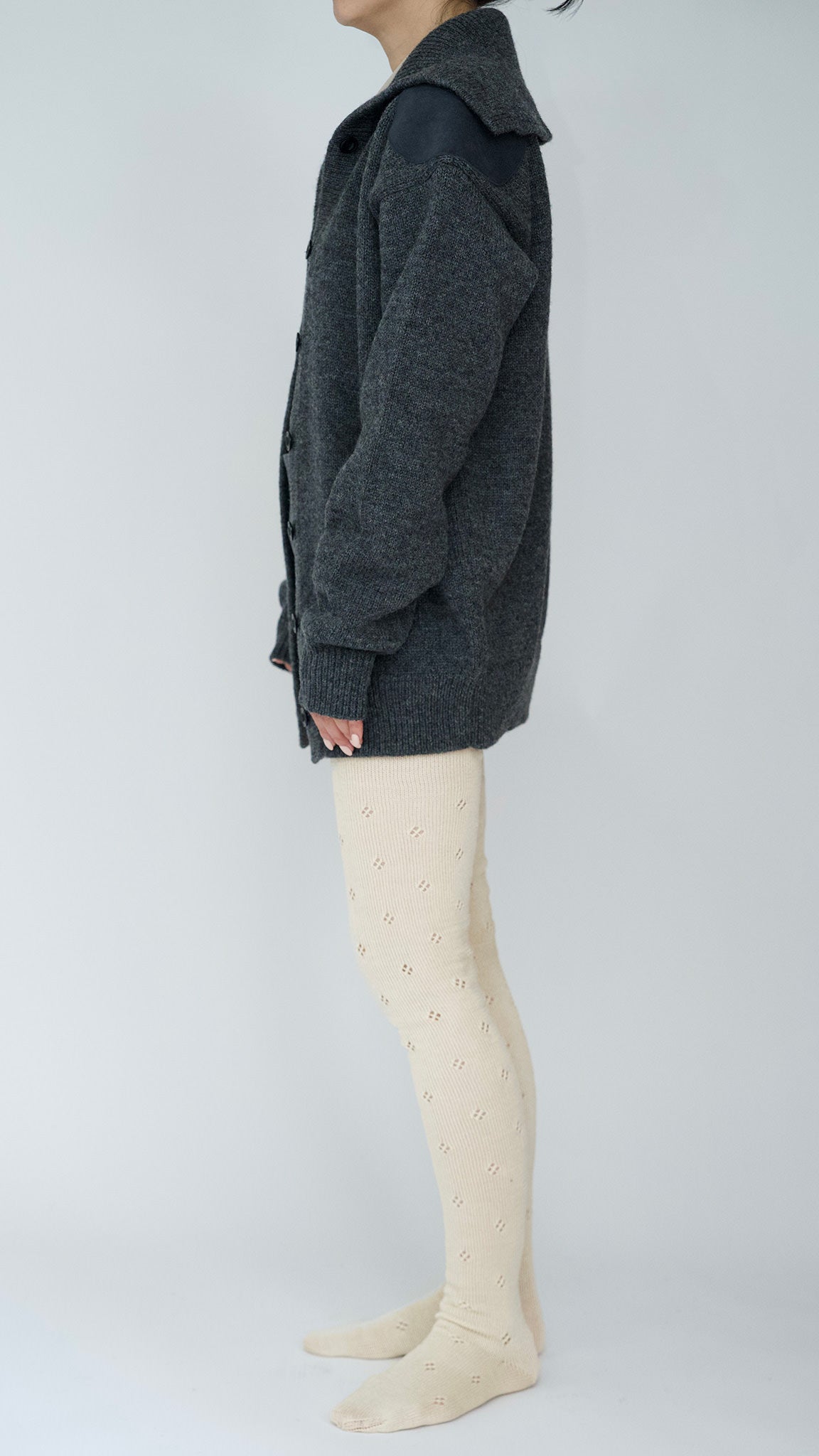 merino wool high neck cardigan