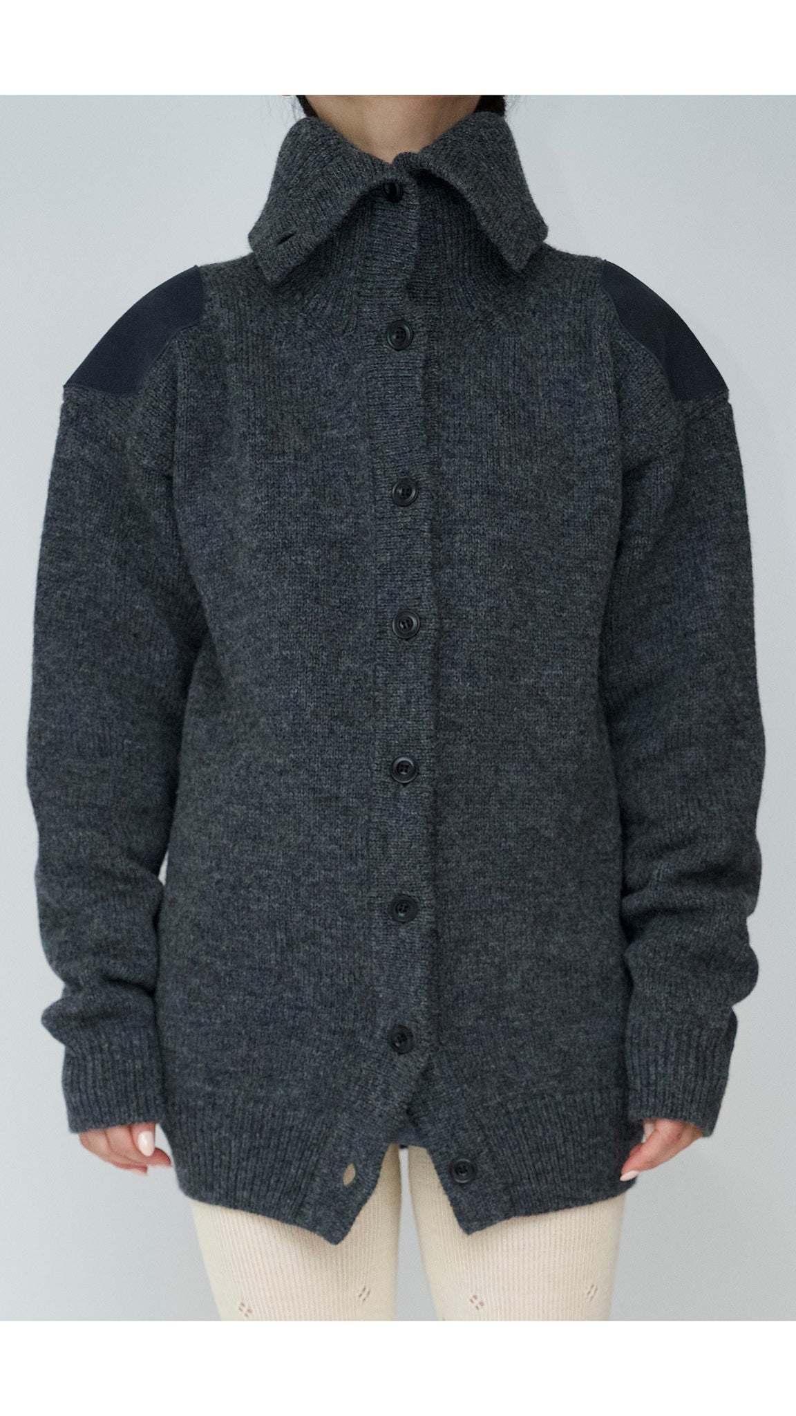 merino wool high neck cardigan