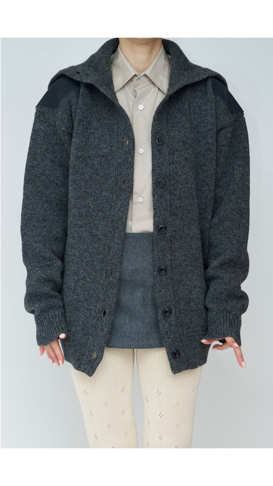 merino wool high neck cardigan