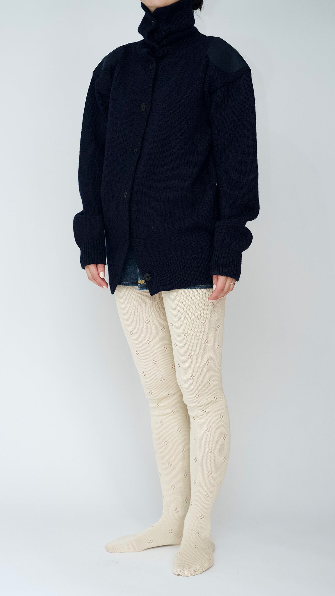 merino wool high neck cardigan