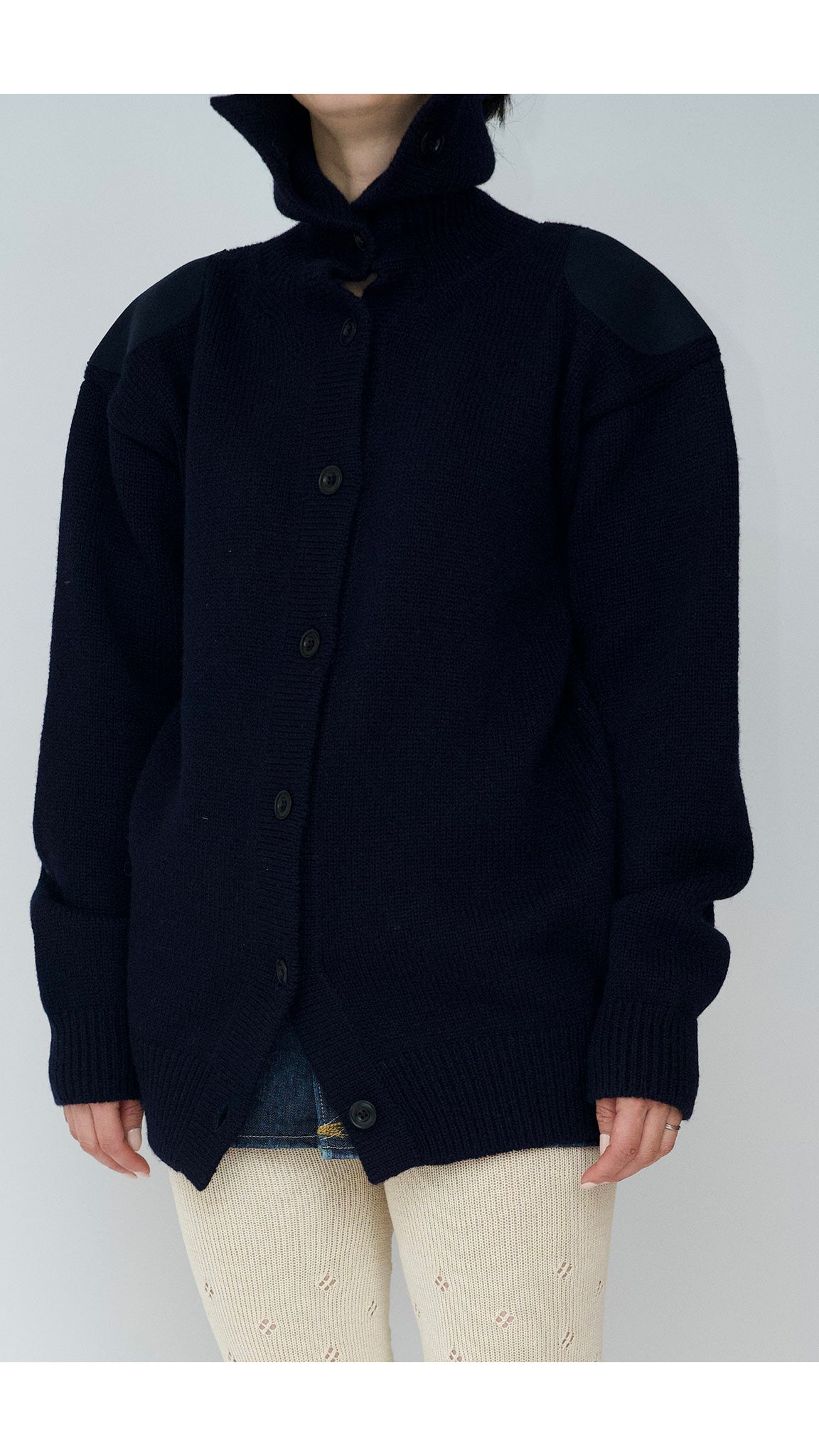 merino wool high neck cardigan