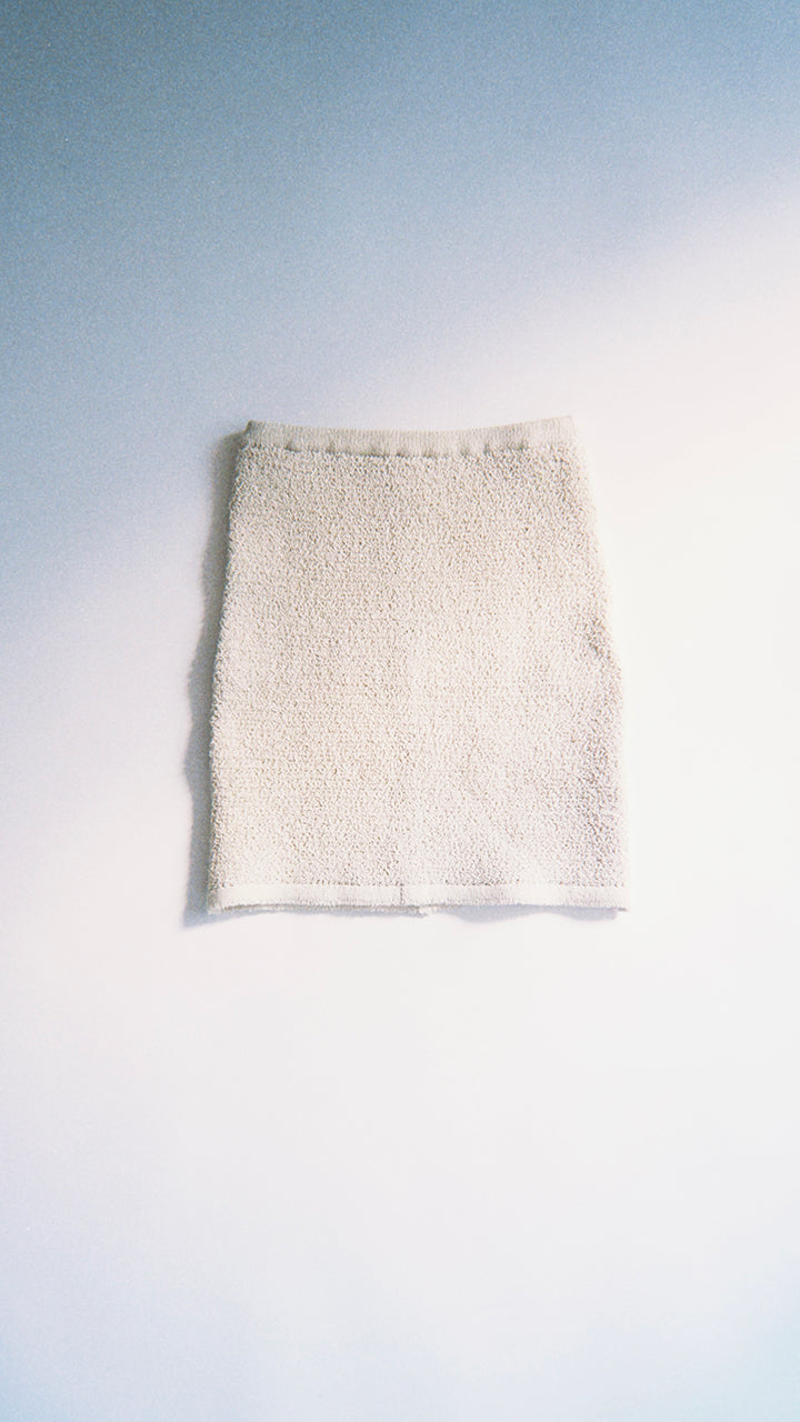 silk pearl knit mini skirt