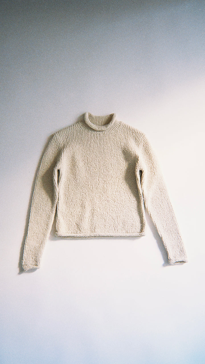 silk rib knit roll neck ls